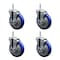 Service Caster 5 Inch Blue Polyurethane Wheel Swivel 34 Inch Threaded Stem Caster Set with Brake SCC SCC-TS20S514-PPUB-BLUE-TLB-34212-4 - alternate 1